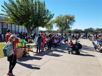 people gathered outside