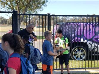 students gathered outside