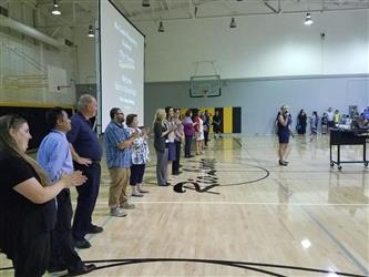 people gathered in gym