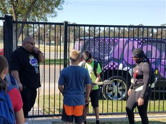 students gathered outside