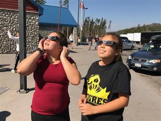 Students watching eclipse