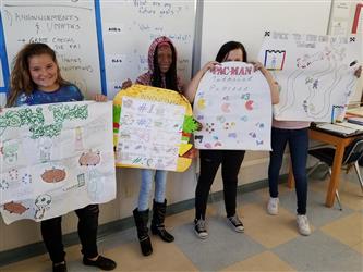students holding posters