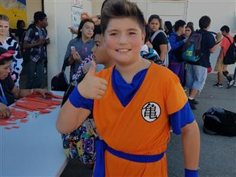 student dressed in karate gi