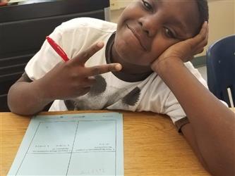 student working at desk