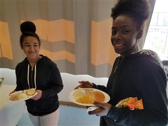 students eating