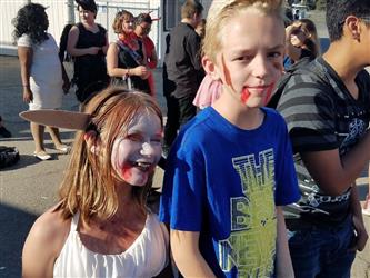 students wearing Halloween makup