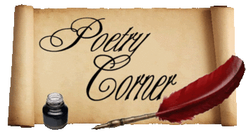 poetry corner written on parchment, quill and ink nearby