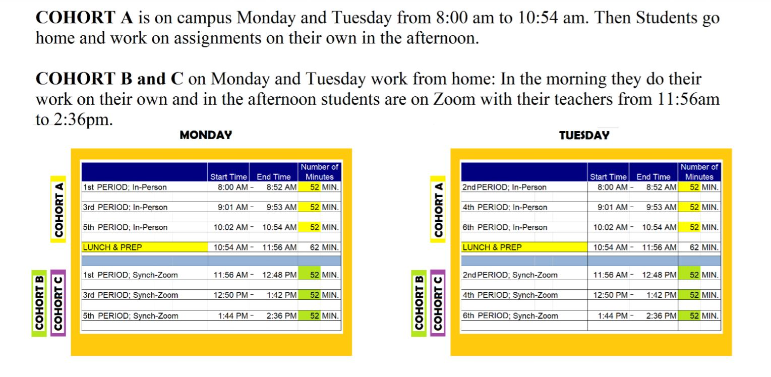 MONDAY & TUESDAY HYBRID SCHEDULE